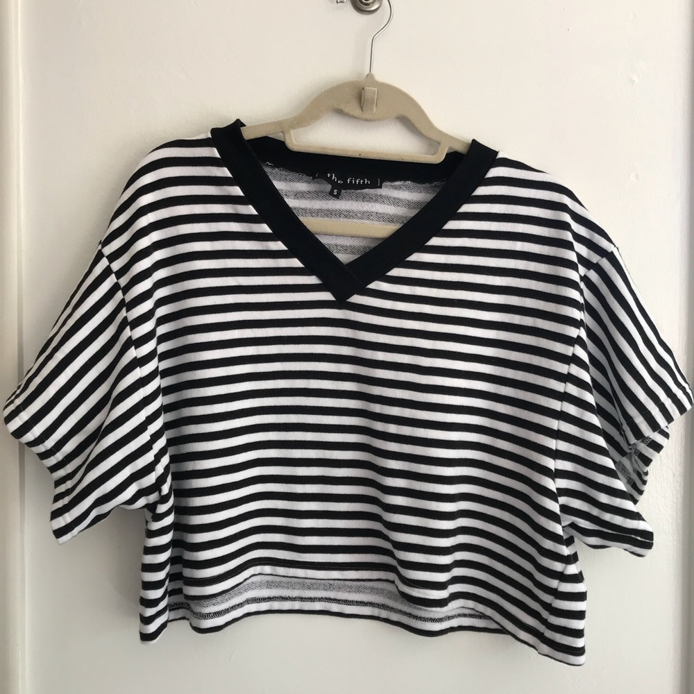 The Fifth Black & White Crop Top